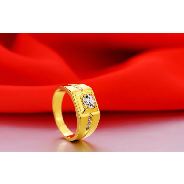 Herr Gult Guld Färg Ring Rund 0,5 Carat Zirconia Diamant Ring Bröllopsring Modetillbehör Present till män ZR033 US11