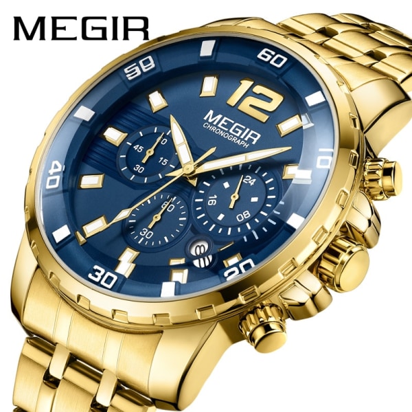 MEGIR Chronograph Quartz Watch Toppmärke Lyx Militär Armbandsur Klocka Herr Relogio Masculino Business Armbandsur Black