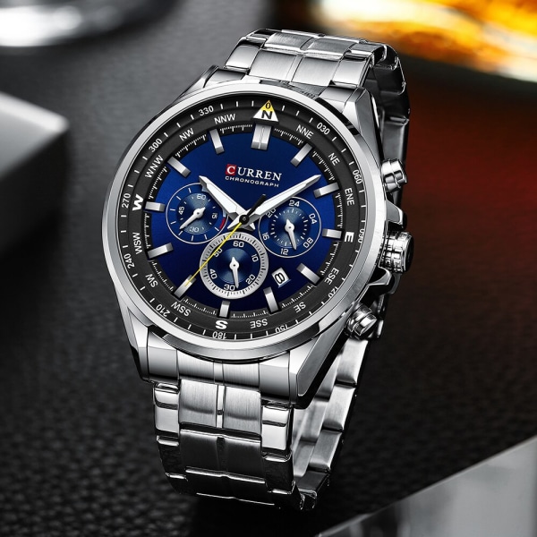 CURREN Lyxiga armbandsur för män Rostfritt stål Quartz Armbandsur med Chronograph Casual Sport Clock 8399 erkek kol saati coffee