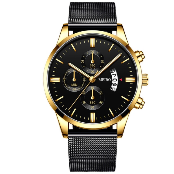 Herrmode watch med stålrem - Watch BlackBelt-goldshell