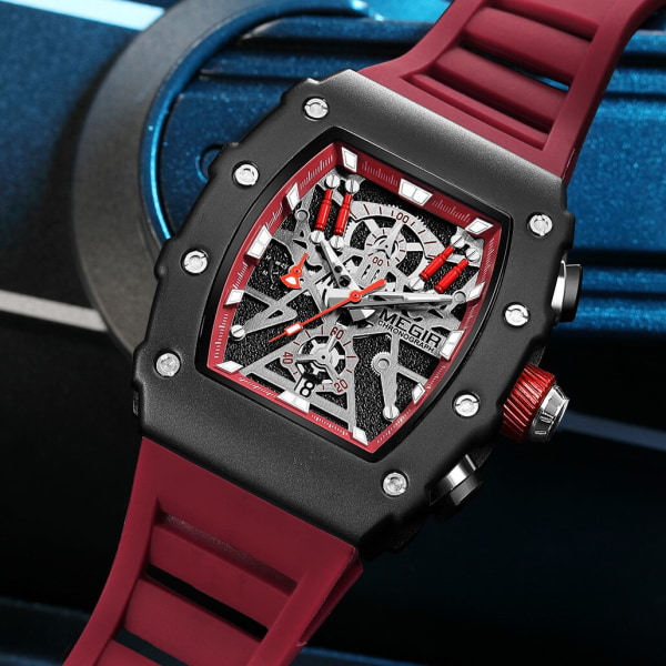 MEGIR Herr Sportklockor Toppmärke Lyx Watch Silikon Quartz Armbandsur Vattentät Date Man Clock Reloj Hombre 2218 Black