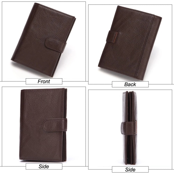 Plånbok i äkta läder Herrplånböcker Cover Hona Passkorthållare med stor kapacitet Myntväska Plånböcker för män Coffee