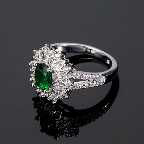 Blomformad Emerald Zircon Ring Hona Green 10