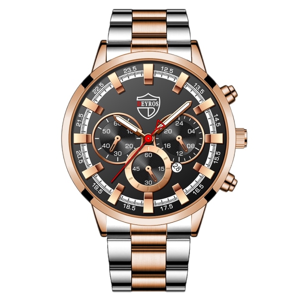 Watch i rostfritt stål Män Elegant armbandsur Quartz Business Manklockor För män Klassisk Noble Clock Mode Lysande Steel White Black