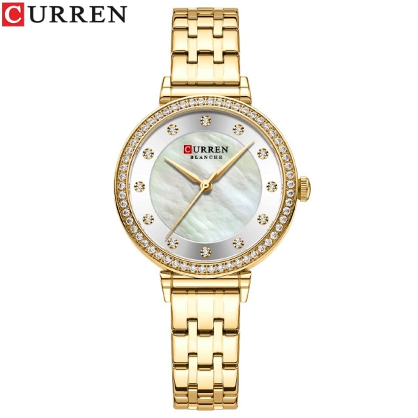 CURREN Toppmärke Dam Enkel Mode Watch Rostfritt stål Klassisk Elegant Diamant Vattentät Watch Reloj Mujer gold