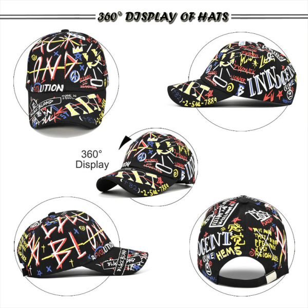 instegshatt med print för män och kvinnor matchande utomhussolhatt trendig modemössa cap Cp8181Black Adjustable