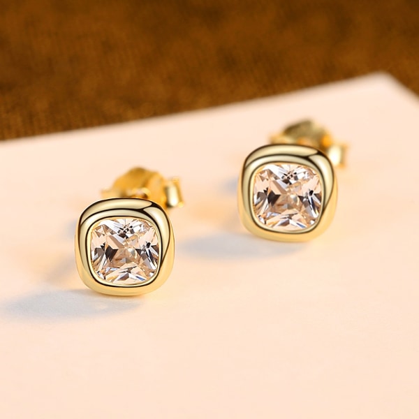 Elegant Silver S925 fyrkantiga CZ örhängen för kvinnor Högkvalitativ raminställning Cubic Zirconia Lyxiga små fina smycken SE0478-W
