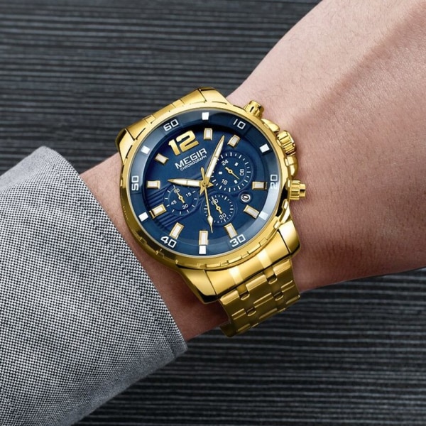 MEGIR Chronograph Quartz Watch Toppmärke Lyx Militär Armbandsur Klocka Herr Relogio Masculino Business Armbandsur Leatherstrap