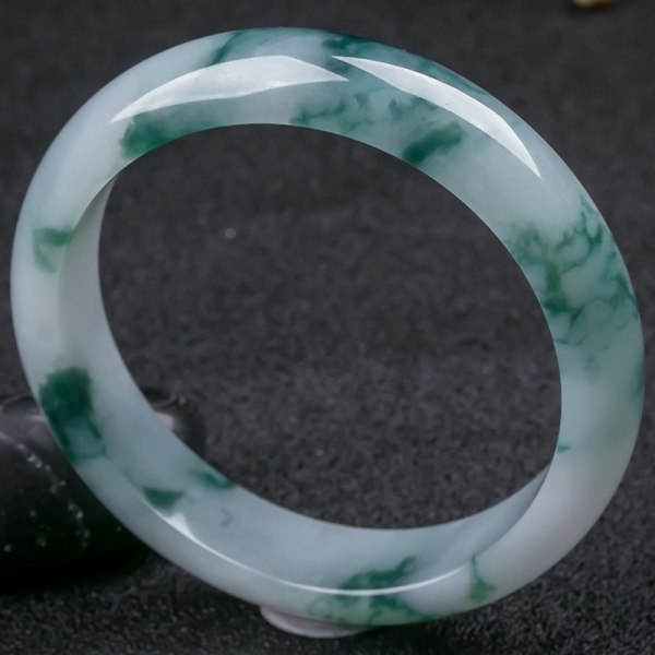 Natural Burma A Jade Armband Women's Ice Glutinous Dark Green Flower Jade Armband 54mm