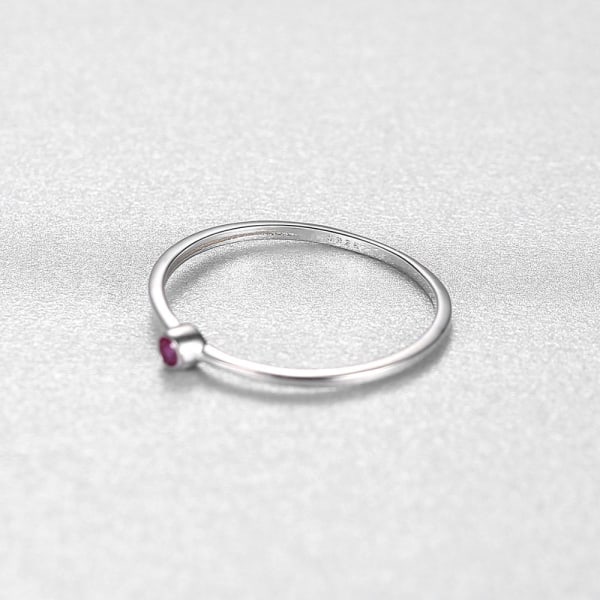 Tiny Synthetic Crystal Gemstone Finger Ring 925 Sterling Silver Original Dam Lyx Band Koreansk Trend Klassiska smycken Rd 9