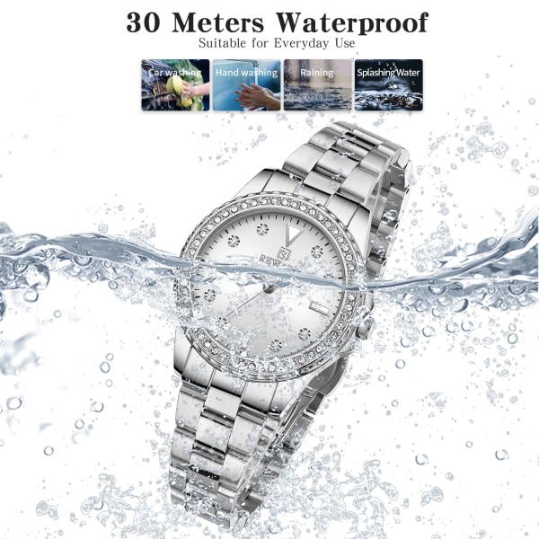 Kvinnors klockor lyx stål FeWomen armbandsur vattentät lysande silver kvarts klocka japansk rörelse RD21552LBWITHBOX