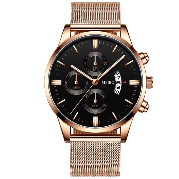 Herrmode watch med stålrem - Watch goldblack