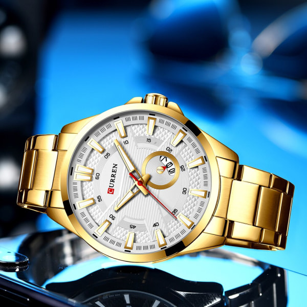 CURREN Minimalistisk watch för män Lyxigt mode rostfritt stål Vattentät watch Sport Casual Quartz Clock Relogio masculino coffee box