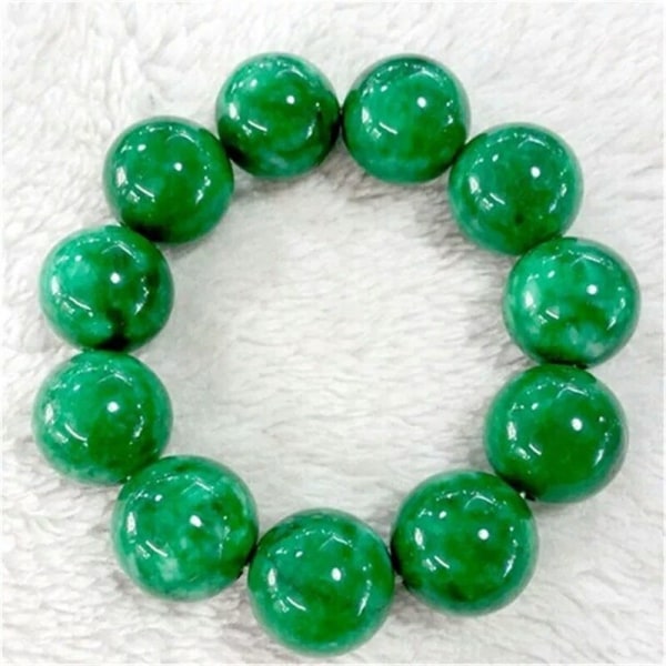 Äkta Natural Green Jade Armband Män Kvinnor Burma Emerald Jadeite Armring Burmese Jades Sten Amulett Armband Smycken Presenter 16mm Free size