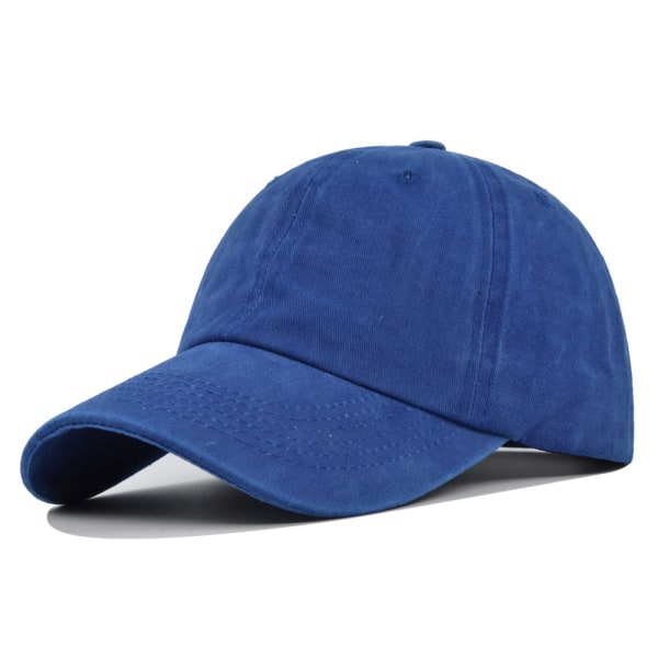 Högkvalitativ ren färg tvättad cap belagd bomull 6-linjers distressed peaked cap solhatt glansig cap Cl7323NavyBlue Adjustable