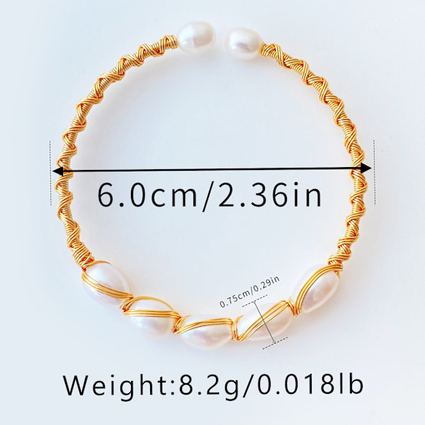 Naturligt sötvattenspärlarmband Temperament Chic Style All-Match Armband Kopparpläterat med äkta guld Pearl 3