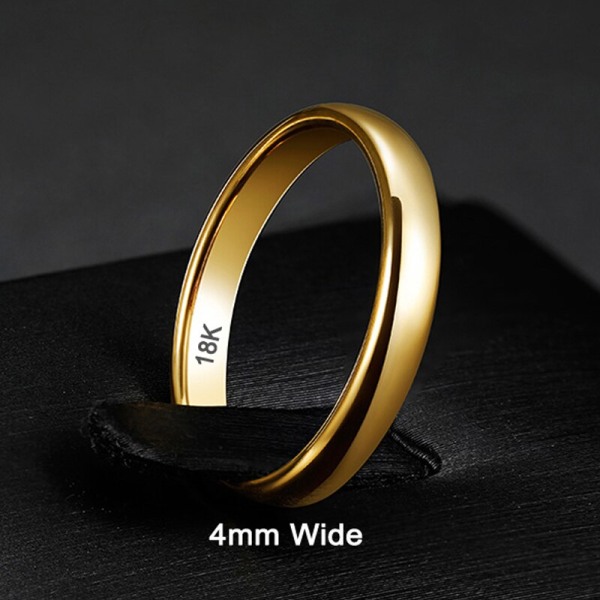 Never Fade Minimalistisk Fin Guld Färg Rostfritt stål Ring Allergi gratis present för kvinnor män 4 mm glansig parring 18K Rose Gold US11