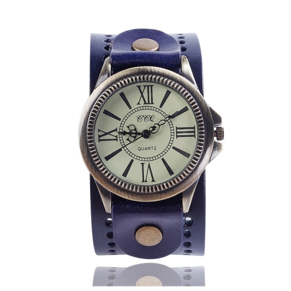 Herrmode watch med snyggt läderband - Watch Blue