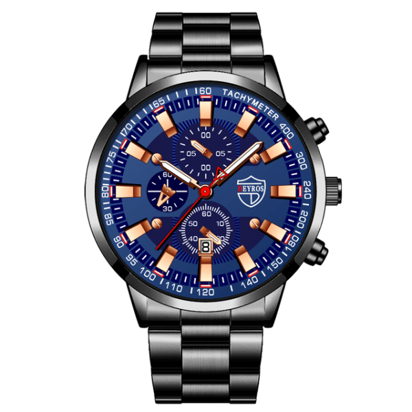 Lyxmärke Herr Företagsklockor Mode Herr Sport Vattentät rostfritt stål Quartz Watch Luminous Clock Steel  Black Blue