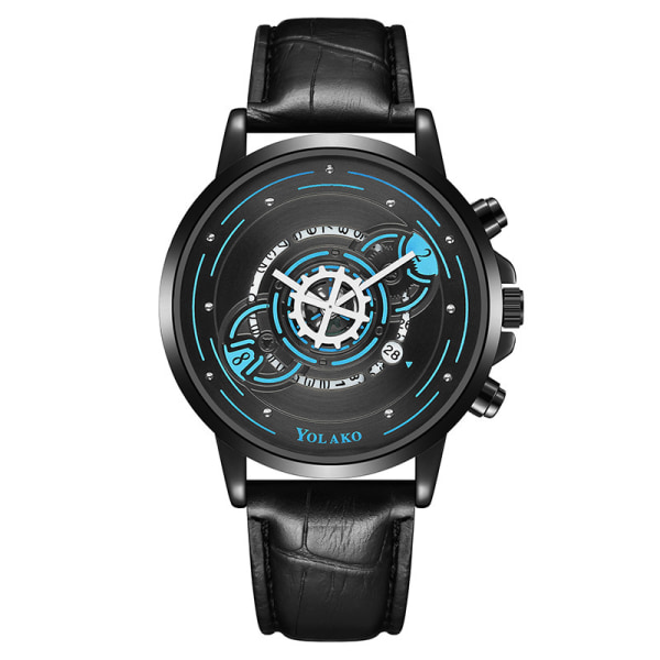 Herrmode watch med snyggt läderband - Watch SkyBlue