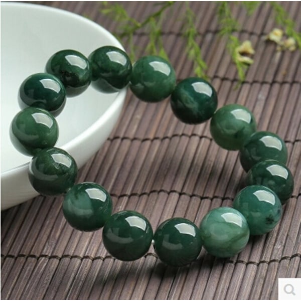AAA naturliga smaragdgröna pärlor 8-14 mm armband Elastisk armring Charmsmycken Mode handsnidade man Kvinna Lycka Amulettpresenter 12mm