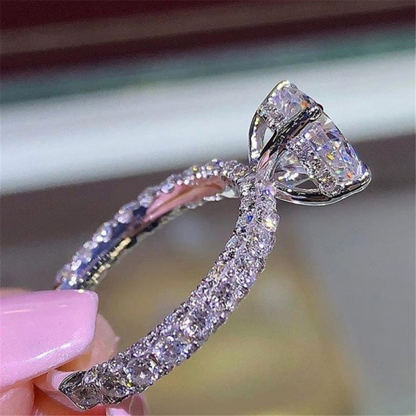 Rund prinsessring kvinnors förlovningsförslag diamantring Rose Golden Round Stone 7