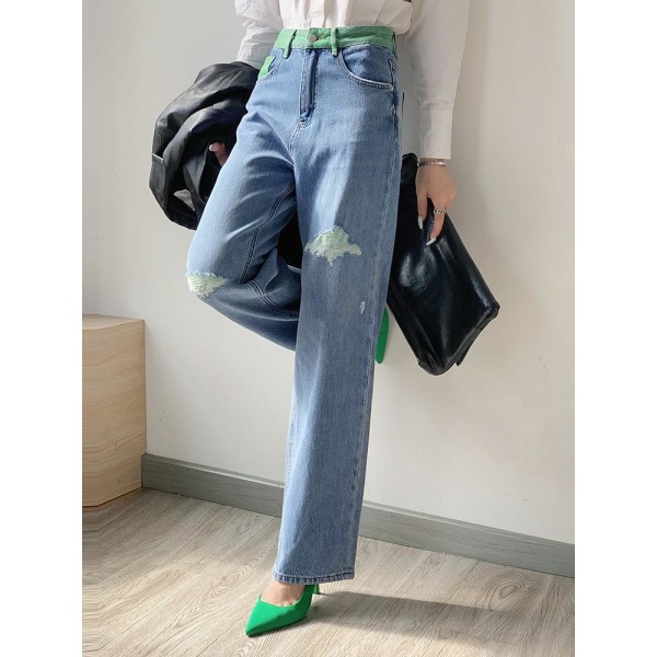 FINORD Varumärke Vintage lösa jeans med vida ben Kvinnor Koreanska Casual Jeans med hög midja Streetwear Hellängd Harajuku raka jeans SkyBlue 26