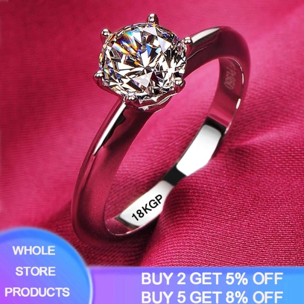 Äkta tibetansk Silver Ring Never Fade 2.0ct Förlovningsbröllopsring present för kvinnor Förslagsring R168 US6