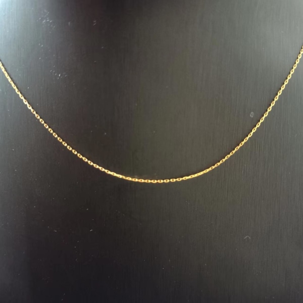 18K massivt guldhalsband för kvinnor O-formad kedja 18 tum 0,9 gram med certifikat 1 mm
