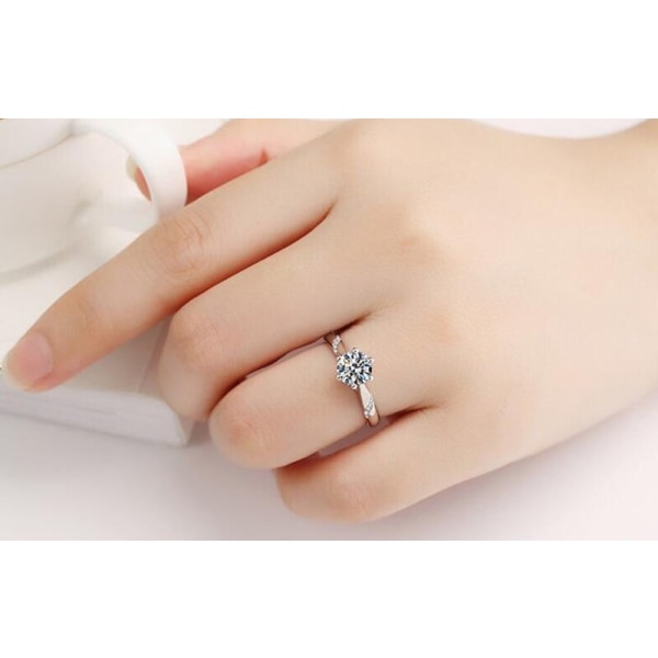 Med inloggningsuppgifter Fina smycken Äkta 925 Sterling Silver Ring För Kvinnor Rund 1 Carat Zirconia Diamant Bröllopsringar Tillbehör 11