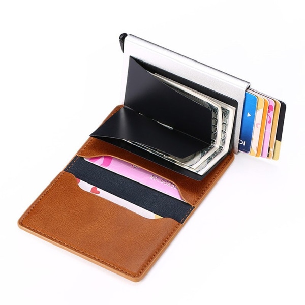 Kreditkortshållare för män Miniplånbok Herr Kvinnor RFID-plånböcker Aluminiumlåda Bankkortshållare Anteckningsklämma Handväska Korthållare Case Carbonfiberpattern