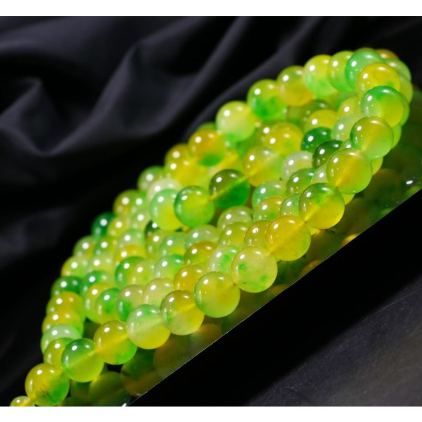 Gul Burma Jade 108 Bead Mala Armband Män Kvinnor Fina Smycken Äkta Grade A Myanmar Jadeite Ice Flytande Jades Armband 14mm