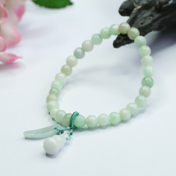 Äkta Naturlig Myanmar Jadeite kalebass Berlock Armband Män Kvinnor Fina Smycken Tillbehör Klass A Burma Jades Armband Armband White