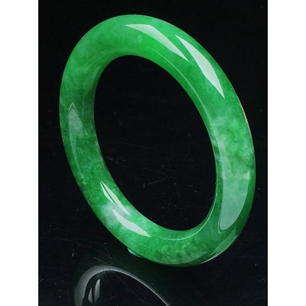 Naturlig burmesisk A Jade Armband Ice Glutinous Mörkgröna Flytande Blommor Ljus Yang Grön Jade Hand 57to59mm