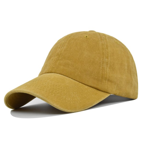 Högkvalitativ ren färg tvättad cap belagd bomull 6-linjers distressed peaked cap solhatt glansig cap Cl7329Yellow Adjustable