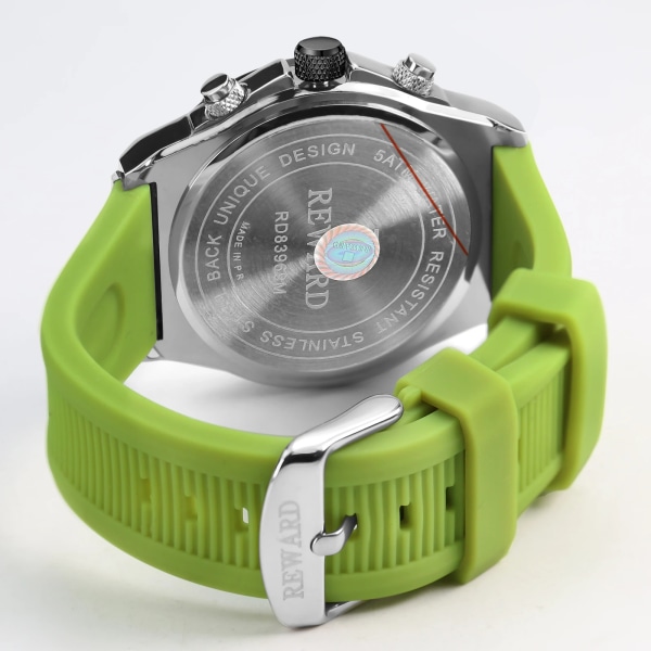 Avslappnade klockor för män Kronograf Datum Vattentät Luminous Man Wrist Watch med silikonrem RD83969ME