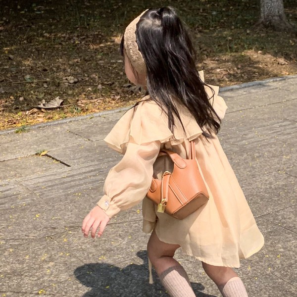 Barnväska Ny grönsakskorg för flickor Bucket Bag Korean Princess Portabel axelväska Tide Burgundy