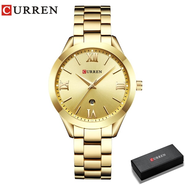 CURREN Original Watch Modemärke med Kvarts Datum Display Vattentät Watch Relogio Feminino gold box