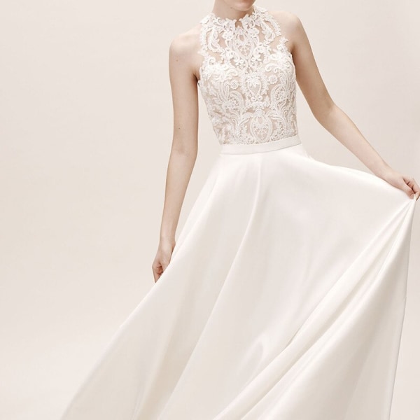 Eleganta spets A-linje bröllopsklänningar med o-ringad 2023 ärmlös morgonrock Brudklänningar för kvinnor vestidos de novia Ivory 4
