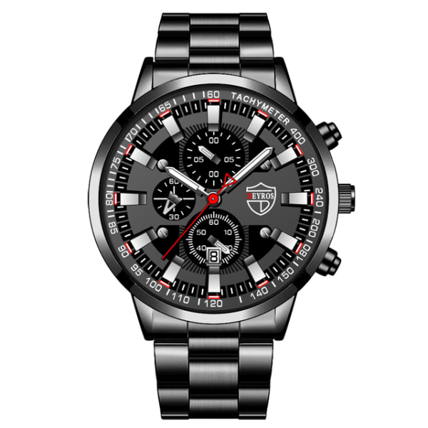 Lyxmärke Herr Företagsklockor Mode Herr Sport Vattentät rostfritt stål Quartz Watch självlysande klocka Steel Black Silver