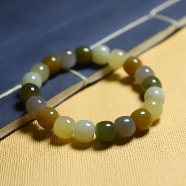 Naturlig Hetian Jade Sten Diameter 12mm Pärlor Jade Armband Smycken Lucky Safety Lycklig Amulett Fina Smycken Jade Armband Green