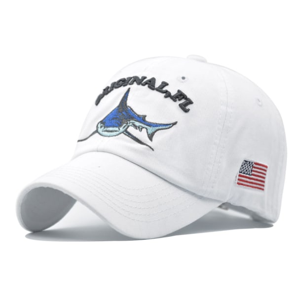 Tvättad cap Shark Hat 3D-broderade alfabetet baseballkepsar för män och kvinnor American Flag Cap Khaki Adjustable