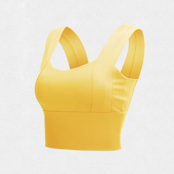 Yoga Crop Top för kvinnor Sport-BH Sexiga Underkläder Push Up-BH:ar Solid Athletic Väst Gym Fitness Shirt Sport Löpning Sportkläder Yellow S