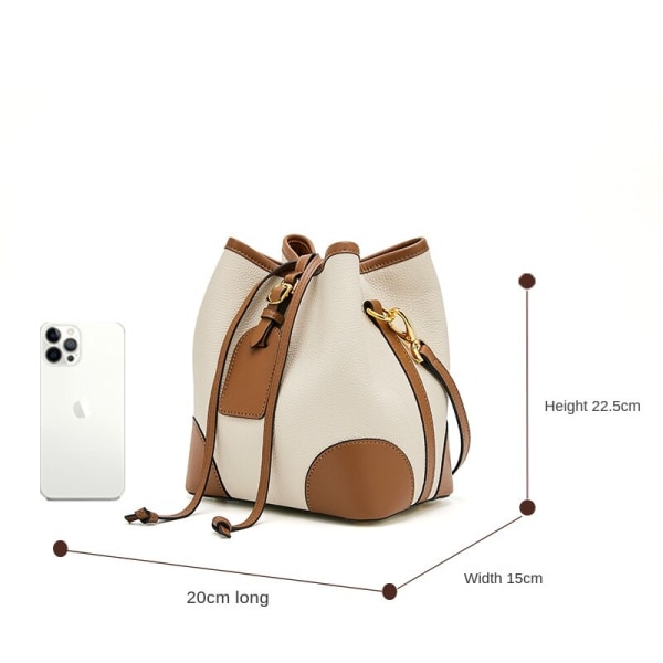 Dam handväska för kvinnor Specialintresse Ljus lyxig väska i äkta läder Underarm Commuter Bag väska White with Brown