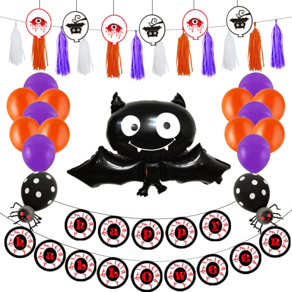 Ballongdekoration 16-tums Happy Halloween hängande flagga pumpa Bat set 5