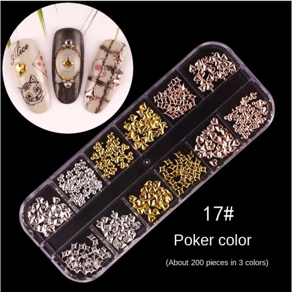 Nail Art Rhinestone Bottoming Borr Hollow Nit Nail Rhinestone Sticking Paljetter Färgglada Kristaller 17-poker Color