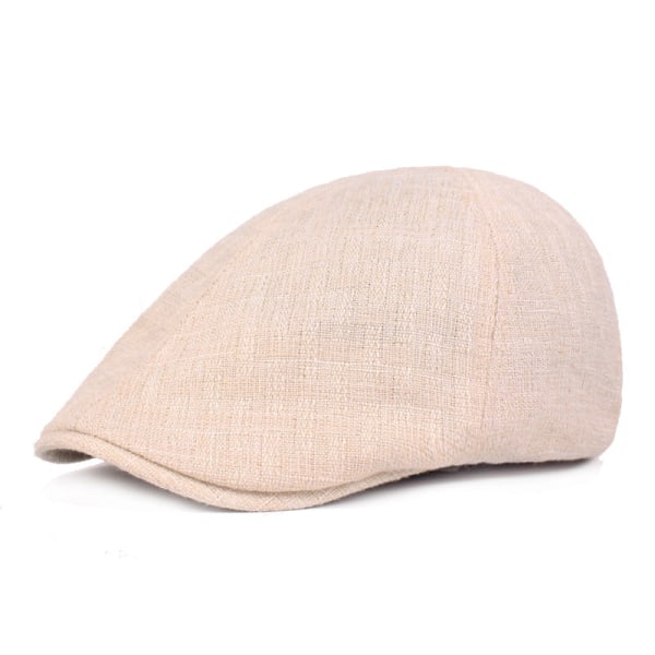 Kvinnor män Basker Hatt Bomull Linne Basker Peaked Cap Advance Hats Outdoor Tourist Hat Monokrom Basker beige L（58-60cm）