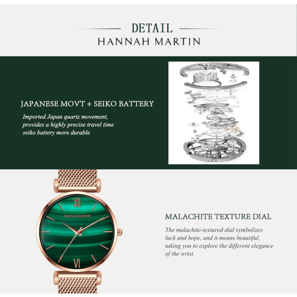 Klassisk kvinnors trendiga gröna watch Quartz Waterproof Watch Brown leather strap
