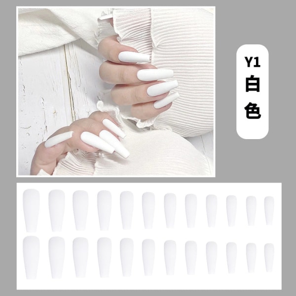 False Nails Fake Art DIY Finger Cover Extra lång Matt Vit Balett Färdig produkt White ultra-long ballet armor