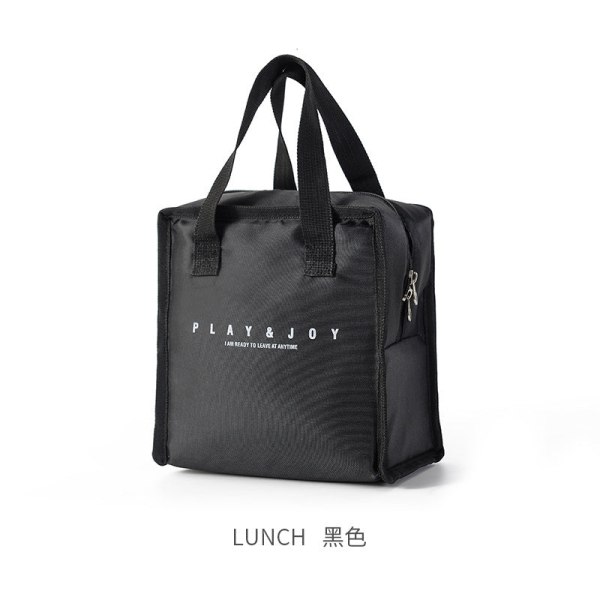 Bärbar Lunchpåse Praktisk Mode Mini Daily Heat Bag för Lunch Square Black